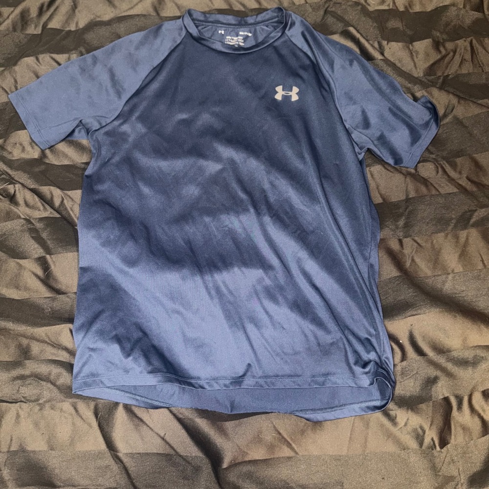 Under Armour Tech Tee Mens Small Navy Blue Short Sleeve Athletic Gym Shirt